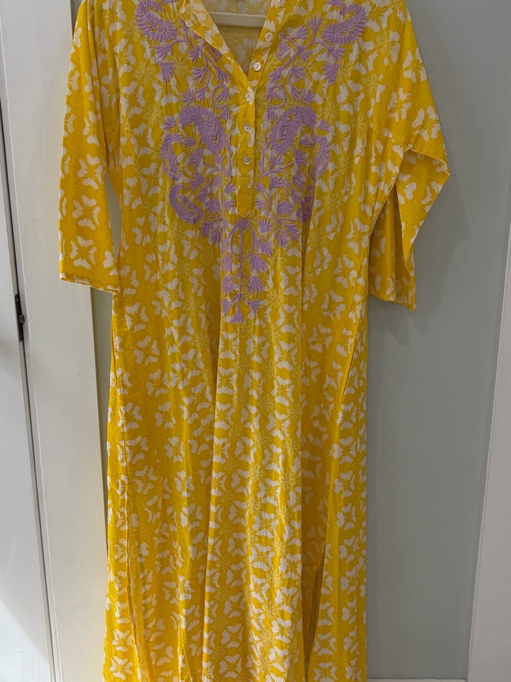 Ro’s Garden Embroidered Kurta Long Kurta Nordstroms yellow white tunic dress